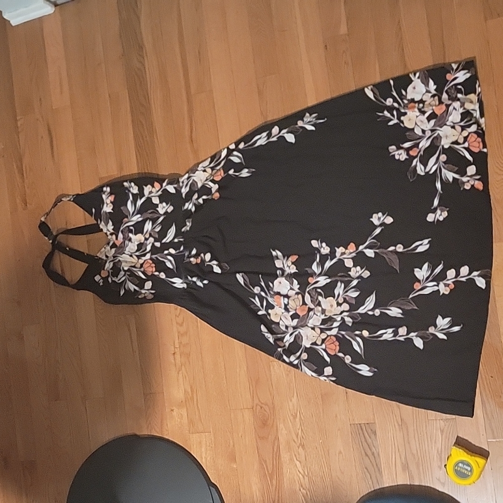A New Day Black Midi Floral Dress